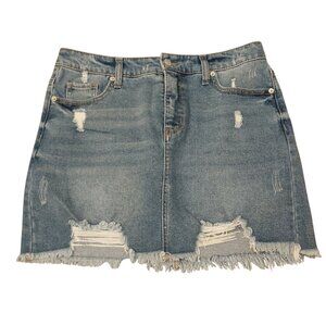 Wild Fable Distressed Blue Jean Skirt - Women's Size 12, 98% Cotton, 2% Spandex